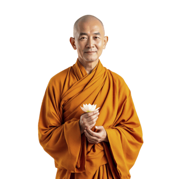 A monk holding a lotus flower png