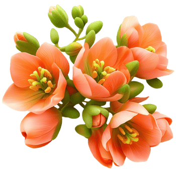 Cluster of vibrant orange flowers with green leaves png