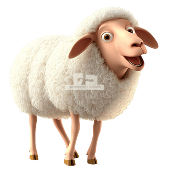 Cheerful sheep with white wool and a friendly expression png