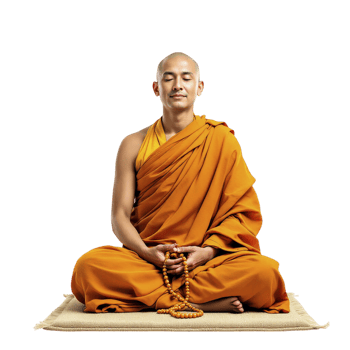 A monk sitting in meditation pose png