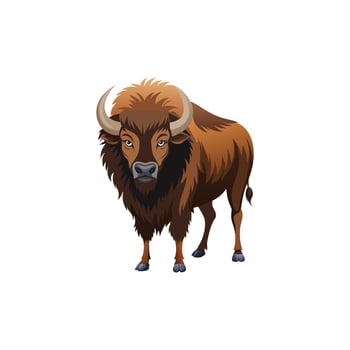 Majestic Bison A Bold Illustration Design on White vector