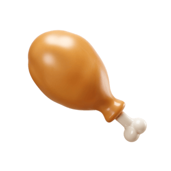 Realistic toy chicken drumstick on a plain surface png