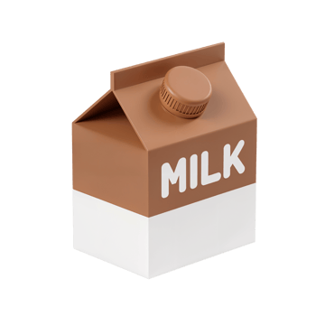 Brown carton of milk placed on a clean surface in bright light png