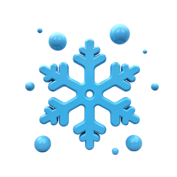 Bright blue snowflake design with circular elements and texture png