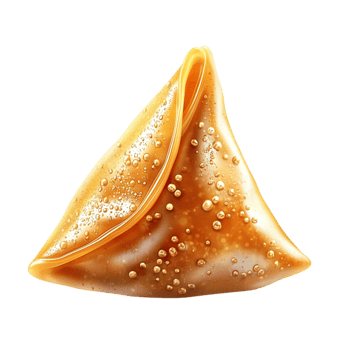 golden samosa with a shiny glaze png