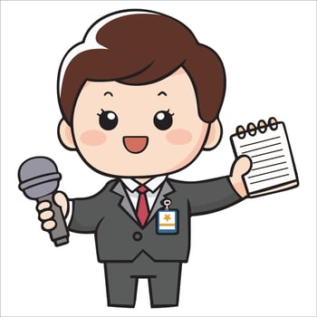 Happy Young Reporter Holding a Mic vector
