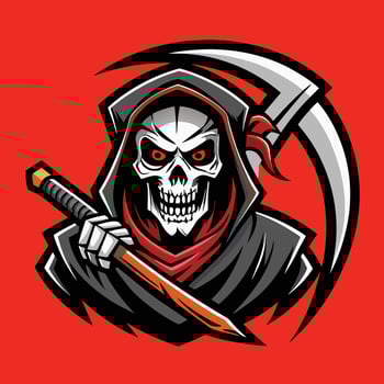 Skull of the Grim Reaper Holding a Sickle Illustration vector