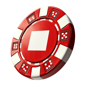 Red and white casino chip with a design and center space png