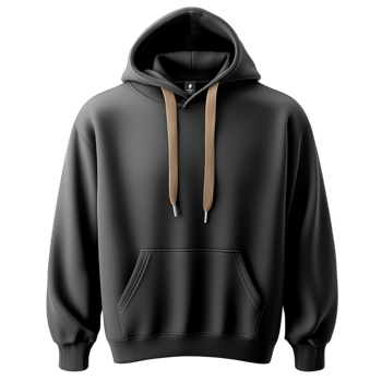 Black hoodie with a drawstring hood and a cozy fabric png