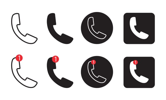 Diverse Phone Icons with Notifications, in Black and White vector