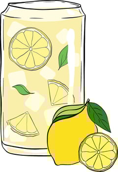 Lemonade in a glass with pieces of lemon and mint leaves. Graphic line ink composition. Isolated illustration Non-alcoholic cocktail. on white background. Summer chill drink. vector