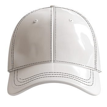 Clean white baseball cap with visible stitching and a curved brim png