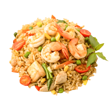 Delicious Shrimp and Chicken Fried Rice with Vegetables Asian Cuisine Food Photography png