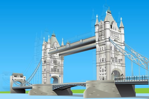 Illustration of Tower Bridge in England. vector