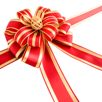 Elegant Red and Gold Ribbon Bow, Festive Gift Decoration, Holiday Design png