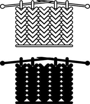 Knitted Icons. Black and White Illustrations. Textile Material, Thread Weave. Knitting, Pattern, Fabric. Concept Material Characteristics vector