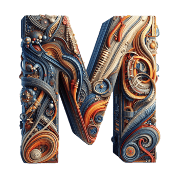 Letter M with Abstract Swirl Texture png