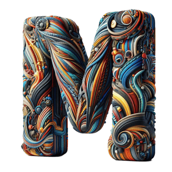 Letter N - 3D Artistic Colorful Typography png