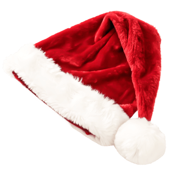 Festive Red Santa Hat with White Fur Trim Christmas Holiday Accessory png