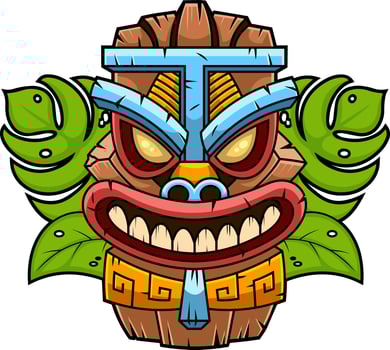 Decorative Hawaiian Tiki Face With Cultural Symbolism vector