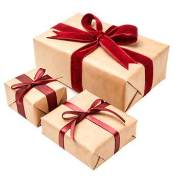 Kraft Paper Gift Boxes with Red Ribbons Holiday Present Set Stock Photo png