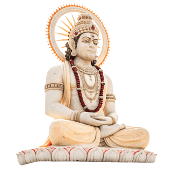 Serene Marble Statue of Hindu Deity in Lotus Position, Isolated on White Background png