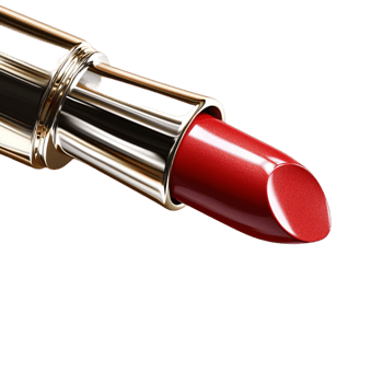 Shiny red lipstick with a silver base png