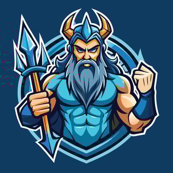 Poseidon God of the Sea Empowered Esports Mascot with Trident vector