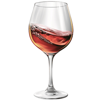 Delicate wine glass filled with swirling red wine and reflections png