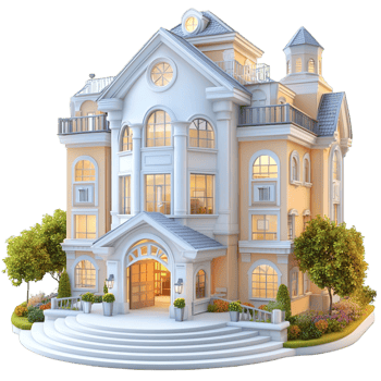 Grand mansion with architecture and a welcoming entrance png