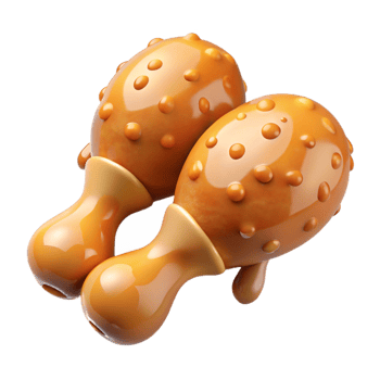 Crunchy fried chicken drumstick with a shiny honey glaze layer on transparent background png