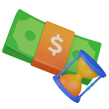 3d render money and hourglass illustration png