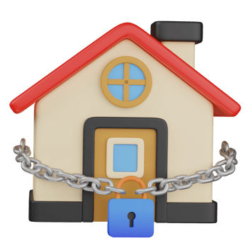 3d render Eviction locked house illustration png