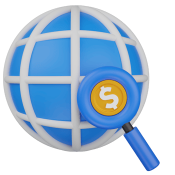 3d render financial search illustration png
