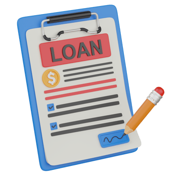 3d render loan contract illustration png