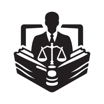 Black Silhouette of Law Firm Symbols vector
