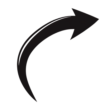 Elegant black curved arrow graphic design element art dark icon guide on transparent background png