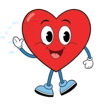 Cute Red Heart Character with Hands and Legs for Love and Valentine Illustration vector