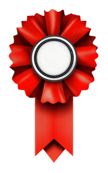 Blank red award ribbon rosette. Perfect for achievement, success, and recognition. png