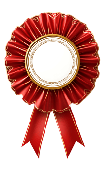 Blank red rosette award ribbon. Perfect for design projects. png