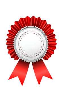 Empty silver and red rosette award. Perfect for achievement, success, and victory. png