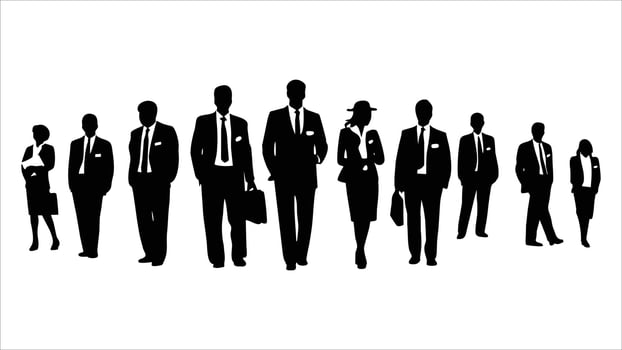 Silhouette Business Team Corporate Professionals, Suits, Briefcases vector