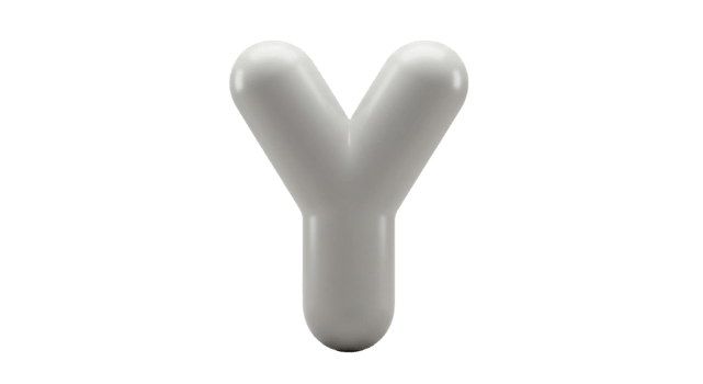 A white letter y is shown in cute 3d design png