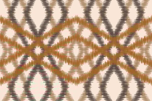 Design of brown cream background color ikat style art decor ethnic ikat pattern. vector