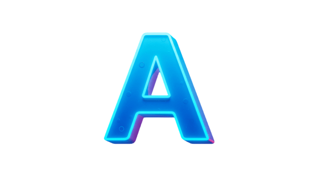 A blue glowing letter a in 3d png
