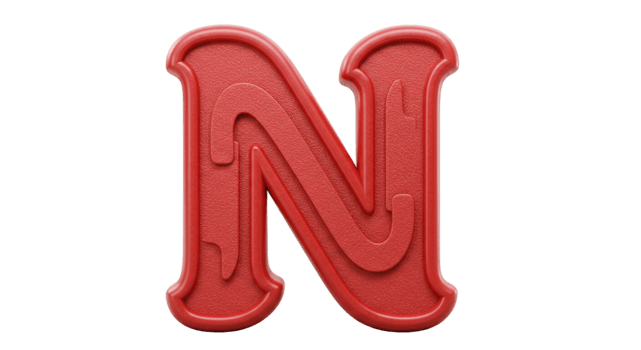 The letter n is made of red plastic png