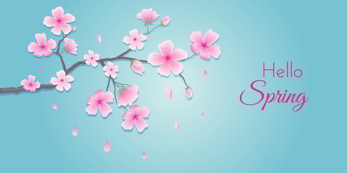 Ornamental border featuring sakura flowers. Floral art design suitable for greeting cards, banners, weddings vector