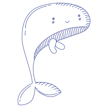 Cute hand drawn whale png
