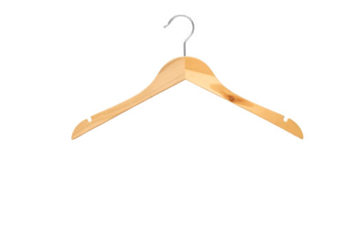 Empty wooden coat hanger isolated on transparent background png