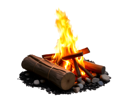 Burning campfire isolated on transparent background png